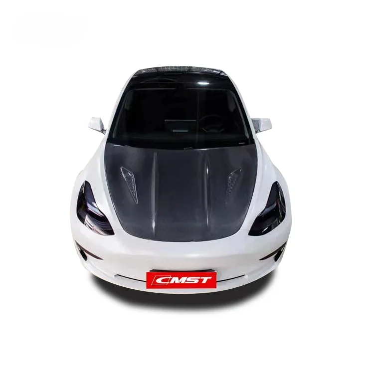 Good fitment CMST style carbon fiber hood for Tesla model 3 bonnet car   tesla