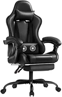 Footrest and Massage Lumbar Support, Video Game Chairs Height Adjustable Seat with Headrest for Office or Bedroom, Study Room,