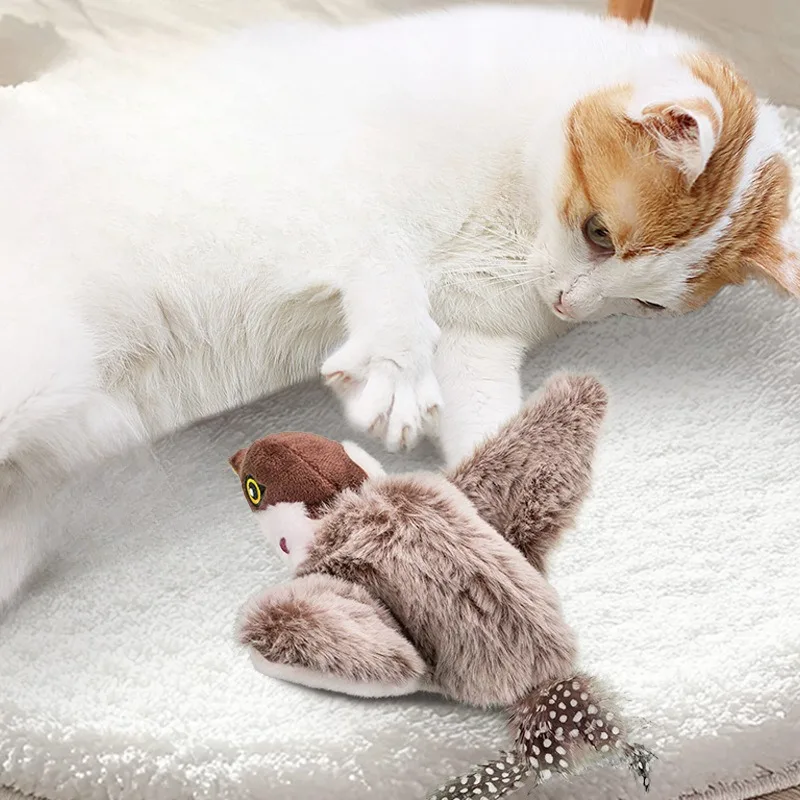 Interactive toys for cats Electric bird touch-activated squeaky plush toy for pets