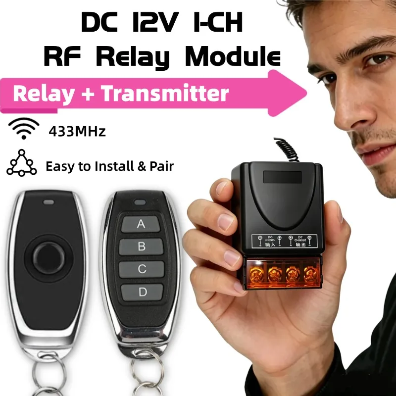 RF 433Mhz Wireless Remote Control Switch 30A DC 12V 24V 48V 72V High Power 1000 Meters Relay Receiver for Electric Device Light