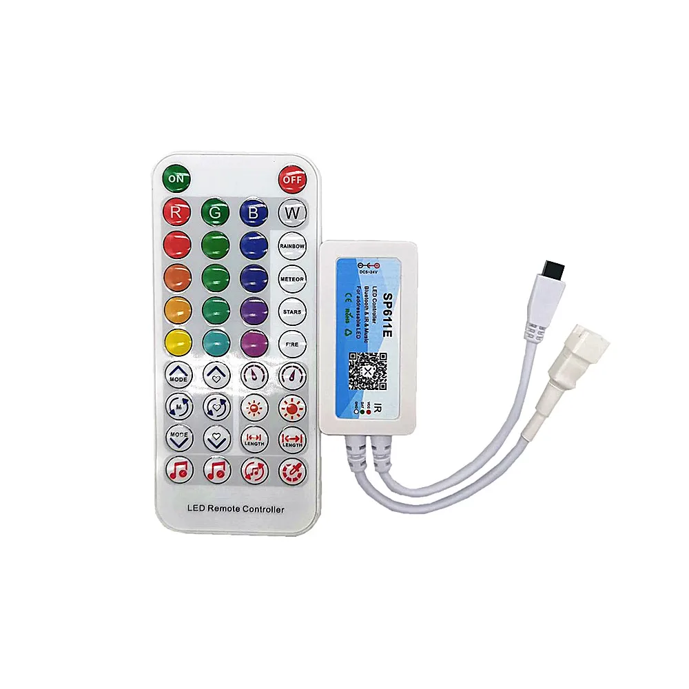 SP611E WS2812B WS2811 Music Controller Built In Mic Dual Signal Addressable Pixels LED RGB Strip Light IOS/Android App DC5V-24