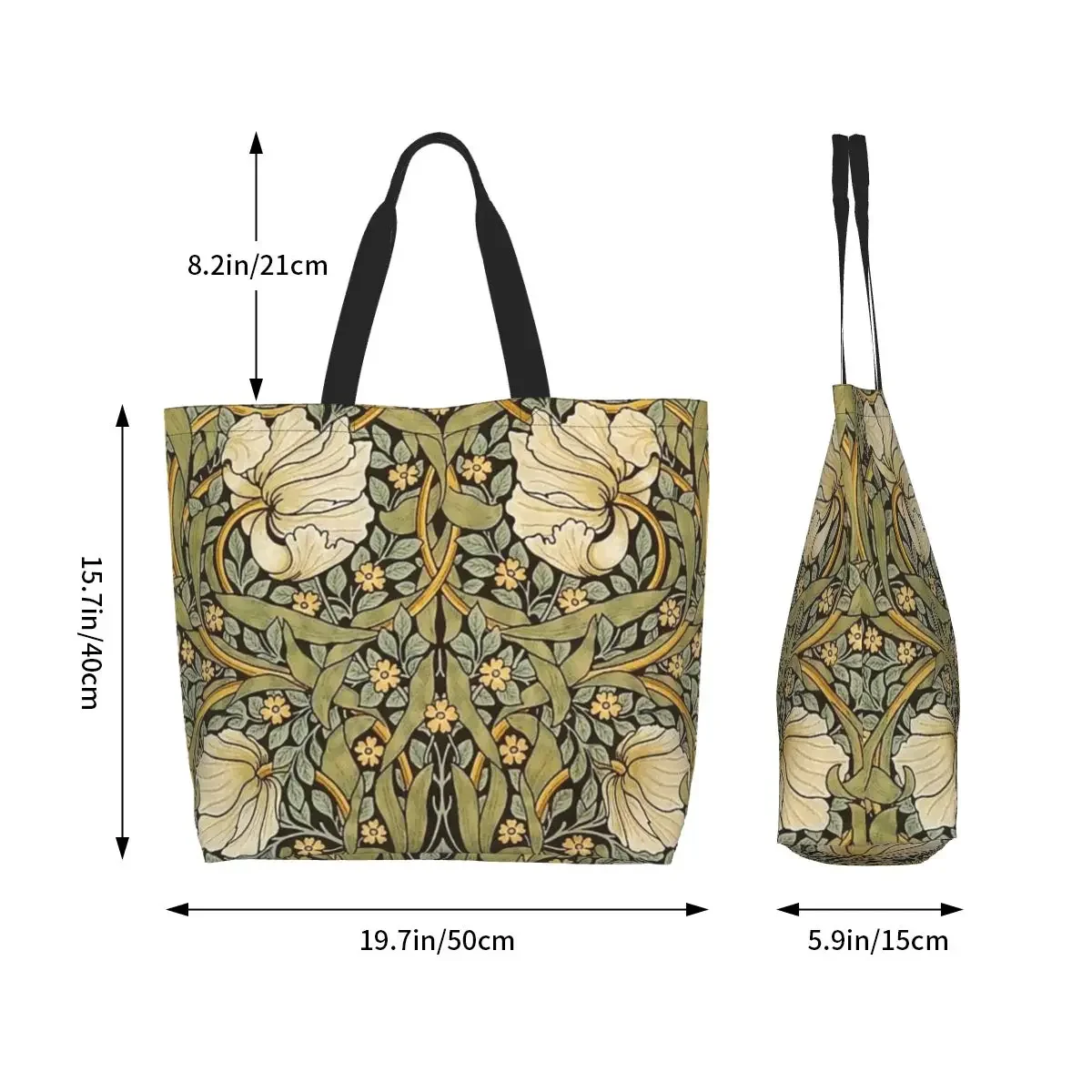 William Morris Pimpernel Canvas Shopping Bag Women Reusable Large Capacity Grocery Floral Textile Pattern Tote Shopper Bags