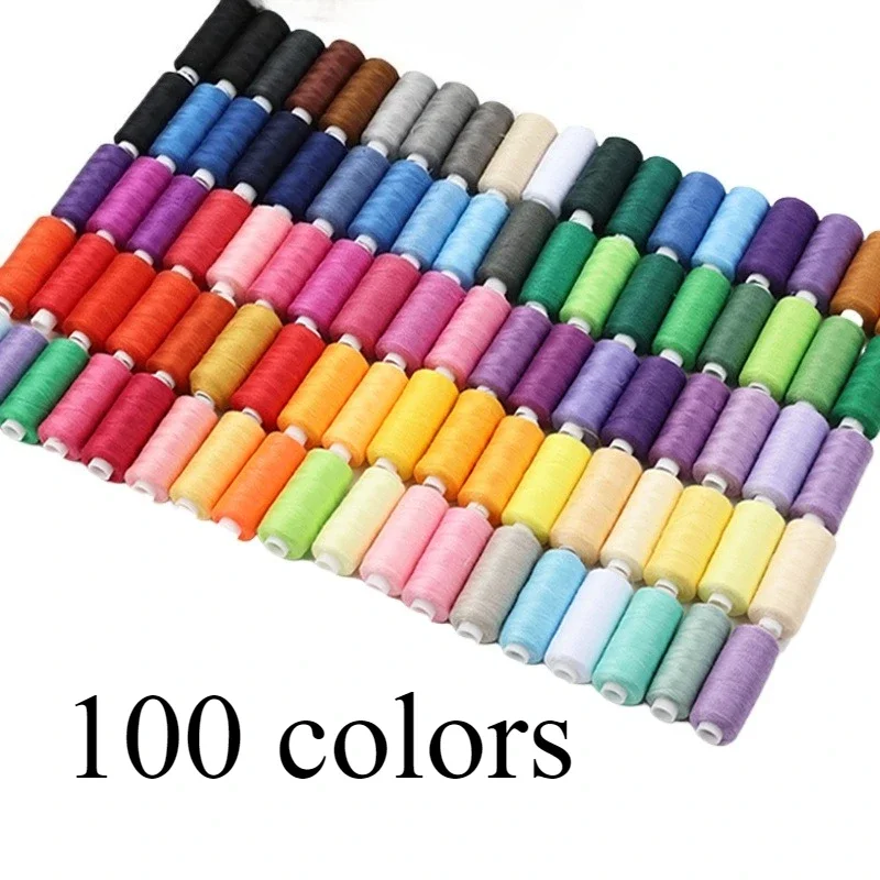 100 colores/juego DIY máquina de coser hilo pequeño hilo de coser a mano 402 hilo de coser 400 yardas poliéster multifuncional