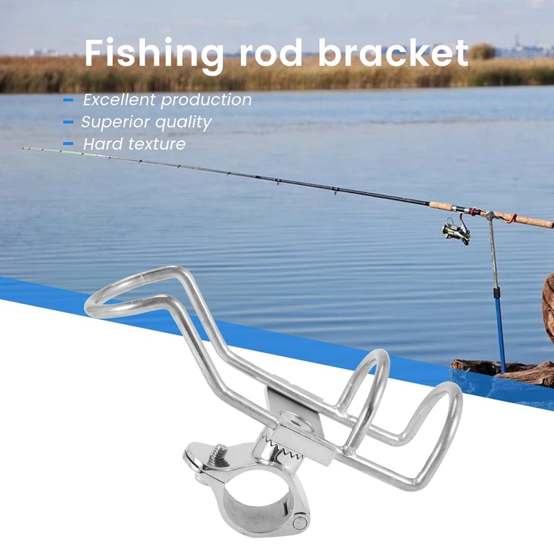 1PCS Stainless Steel 316 Fishing Rod Rack Holder Pole Bracket Support Clamp On Rail Mount Boat Accessories