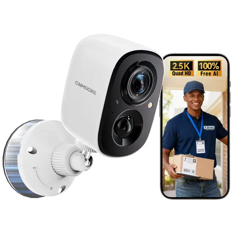 CINMOORE 2.5K 4MP 2.4G WiFi Wireless Battery Powered Home Security Cameras Outdoor AI Detection IP66 IP Surveillance Camera