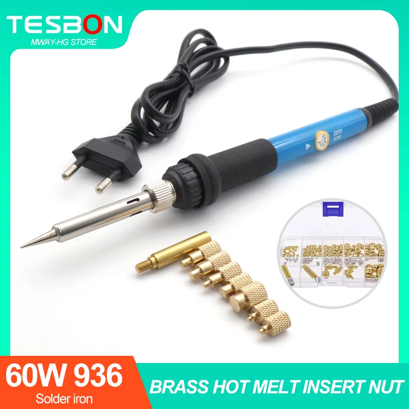 

60W 936 Smart Soldering iron Constant Temperature welding With M2 M3 M4 M5 M6 M8 130PCS Heat Insert Nut Tips for 3D Printer