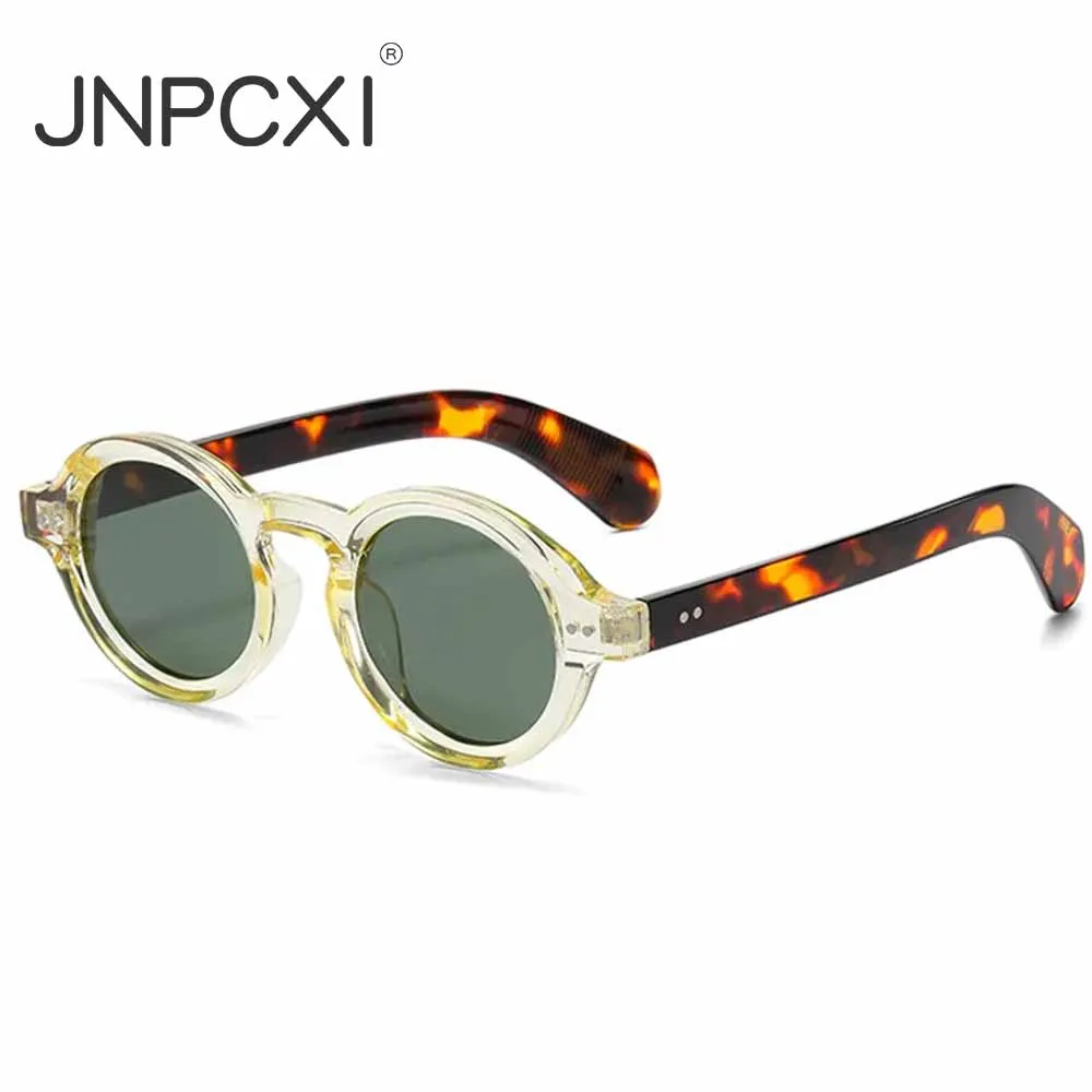 Okulary przeciwsłoneczne damskie JNPCXI w stylu retro, okrągłe, modne, z nitami, męskie, punkowe, z polaryzacją, filtr UV400.