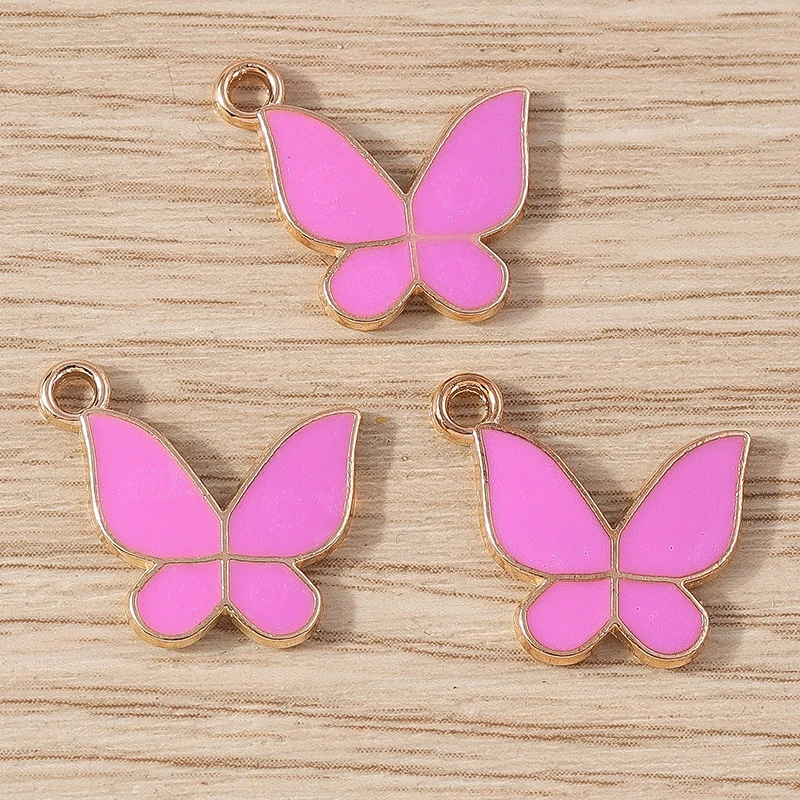 10 Stück 16x15mm Niedliche Bunte Emaille-Tieranhänger Fliegende Schmetterlinge für Schmuckherstellung Ohrringe Halskette DIY Basteln Geschenke – Detail 3