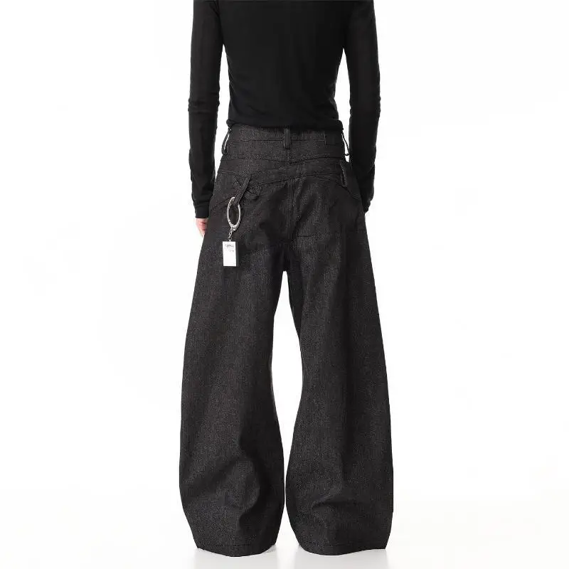 Men's Splicing Design Black Casual Pants Vibe 90s Unisex Sweatpants Male High Waist Y2k Cool Trousers Streetwear Men