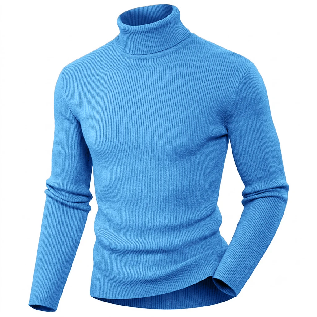 Neuer Herren-Rollkragenpullover Einfarbiger Gestrickter Pullover Hochgeschlossener Warmer Lässiger Sweater Herren Winter Outdoor Strickmantel Oberteil – Detail 11