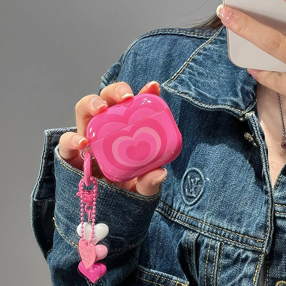 Étui AirPods en silicone souple avec motif cœur pour filles et femmes, porte-clés pendentif, 1, 2, 3, Pro 2 génération