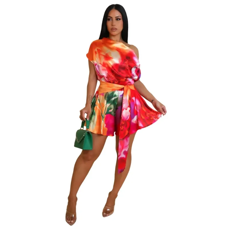 

Dashiki African Clothes for Women Summer Sexy African Sleeveless Printing Short Jumpsuit Casual Africa Clothing Outfits Rompers