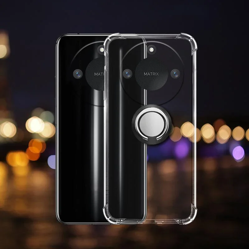 

For Honor X9C Smart 400 Lite Cover Finger Ring Clear Airbag Shockproof Soft Shell For Honor Magic 7 Pro Transparent Case