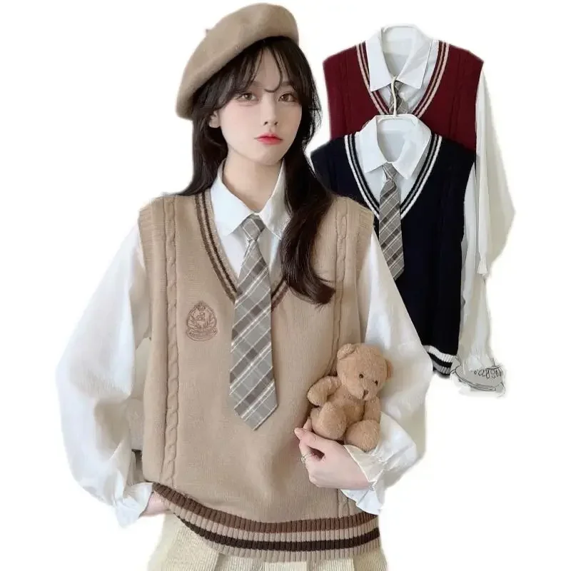 Uniforme scolastica Jk per ragazze Maglione stile giapponese Autunno e inverno Maglione lavorato a maglia in cotone Cardigan Multicolor COS Abbigliamento da donna