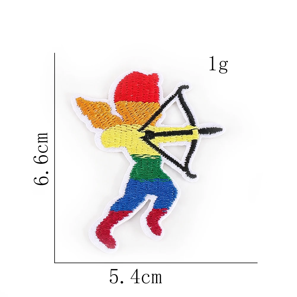 Picture 5: 2pcs Rainbow Cupid Angel Embroidery Patch Ironing Applique Cherub Badge for Clothing Backpack Jacket Hat Jeans Sewing Decor