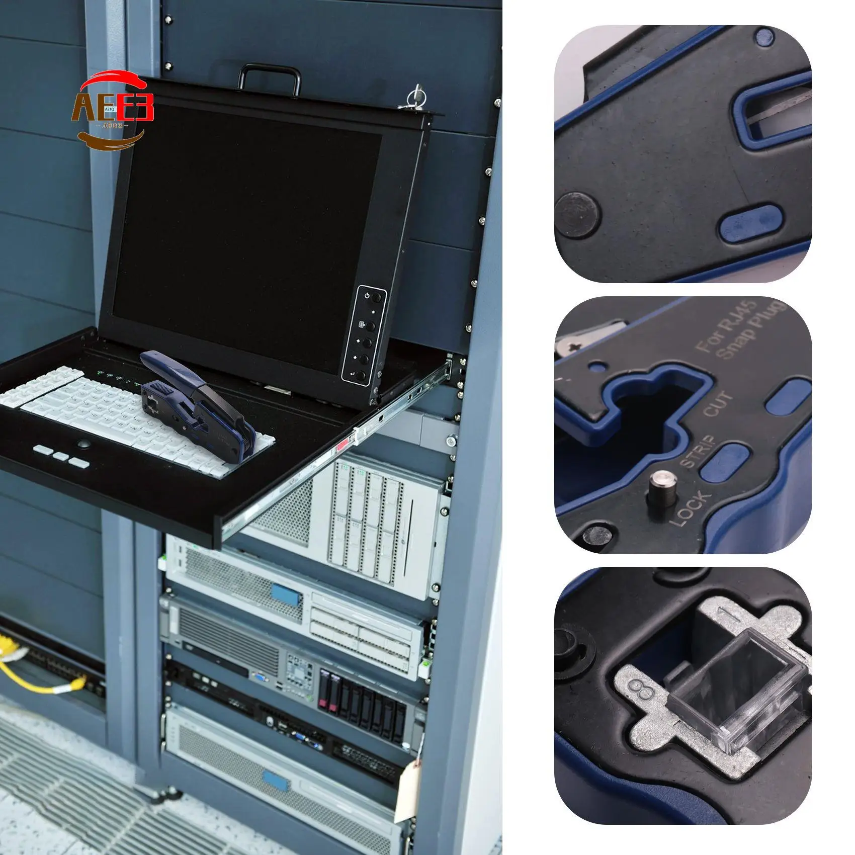 

Набор инструментов для сквозного обжима AEE3-Ethernet RJ45 с модульной вилкой CAT6 RJ45 Pass Through Ethernet 50U, 25 шт.