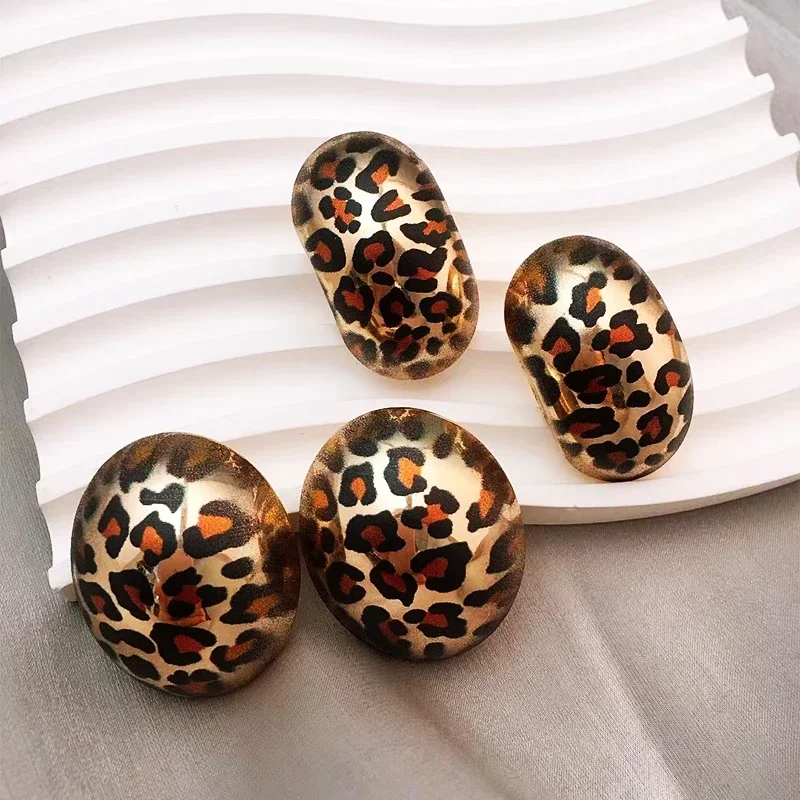 New Fashion Geometric Metal Earrings for Women Party Leopard Print Hip-hop Gold Color Female Trendy Earring Jewelry