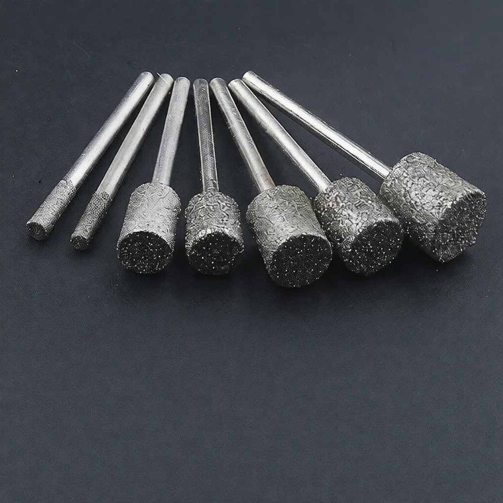 Diamond Grinding Head Burr Cylinder Rotary Tool Bits For Jade Stone Carving Engraving Polishing Pebble Peeling Jewelry Craft
