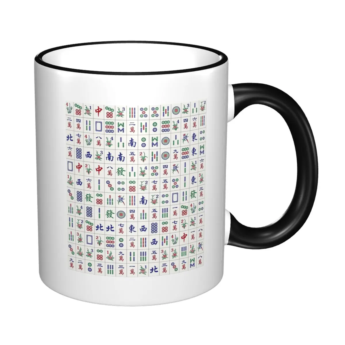 Random Assorted Mahjong Game Tiles In A Flat Wall Pile. It's Mahjong Time Mug Ceramic Coffee Cups Tea Mugs Milk Cup Drinkware