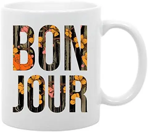 Bon Jour Flowers Coffee Mug 11oz