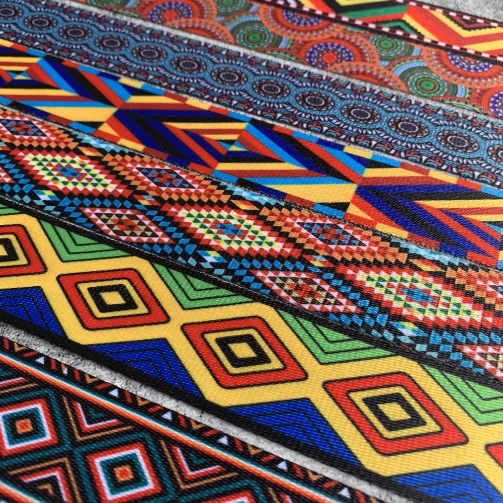 1/2/5Yards 38MM Nylon Webbing Heat Transfer Printing High-Density Fabric Durable Colorful Trend Personality Bag Replacement Belt