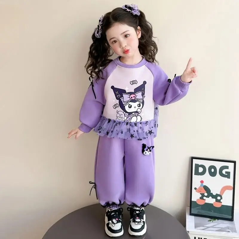 

Комплект худи Sanrio Kuromi для девочек: милый аниме-пуловер, повседневная толстовка, спортивный костюм на все сезоны, стильная уличная одежда K-pop, новинка