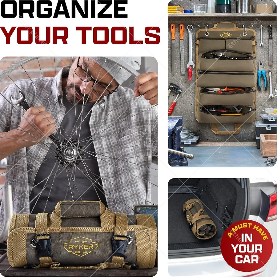The Ryker Roll Up Tool Bag Organizer Regali per lui Confezione da 2 pezzi Robusto piccolo strumento per moto Roll Bag Organizer Portatile Rollup To
