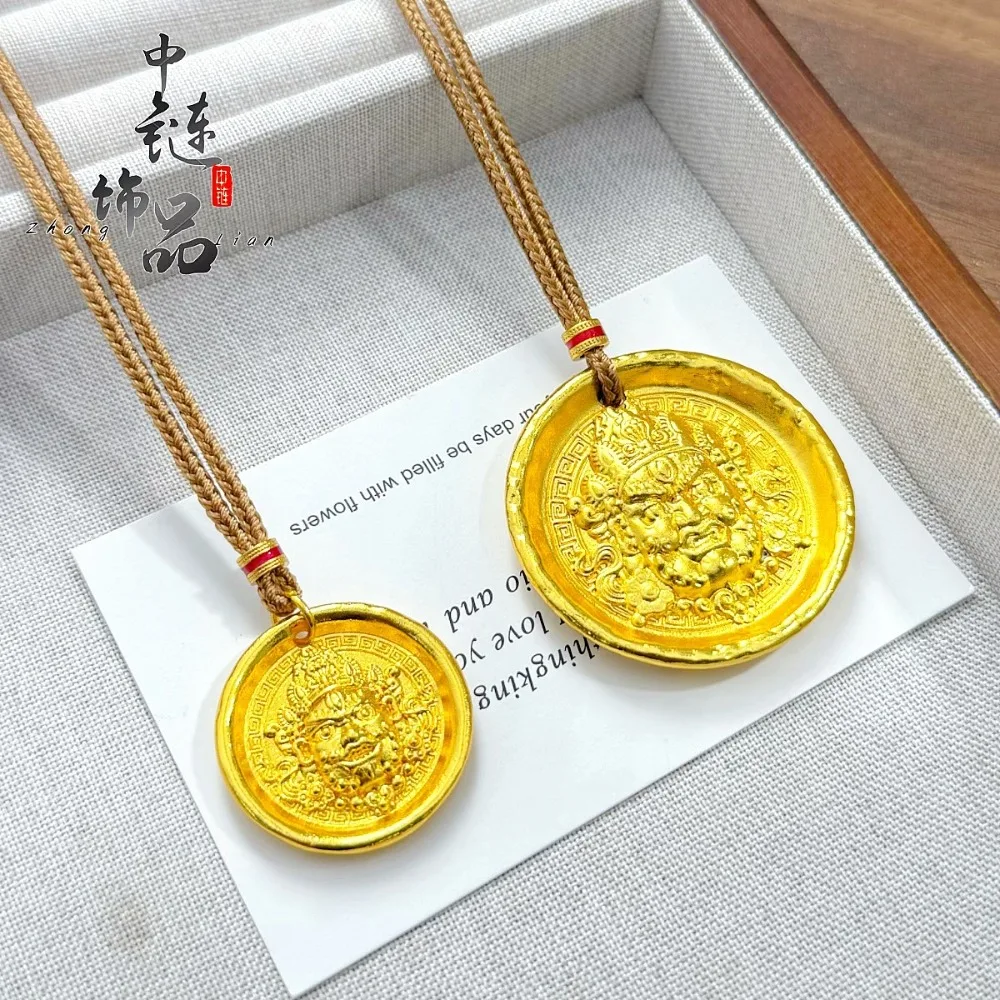 Heavy industry yellow god of wealth disk pendant five way yellow god of wealth 9999gold
