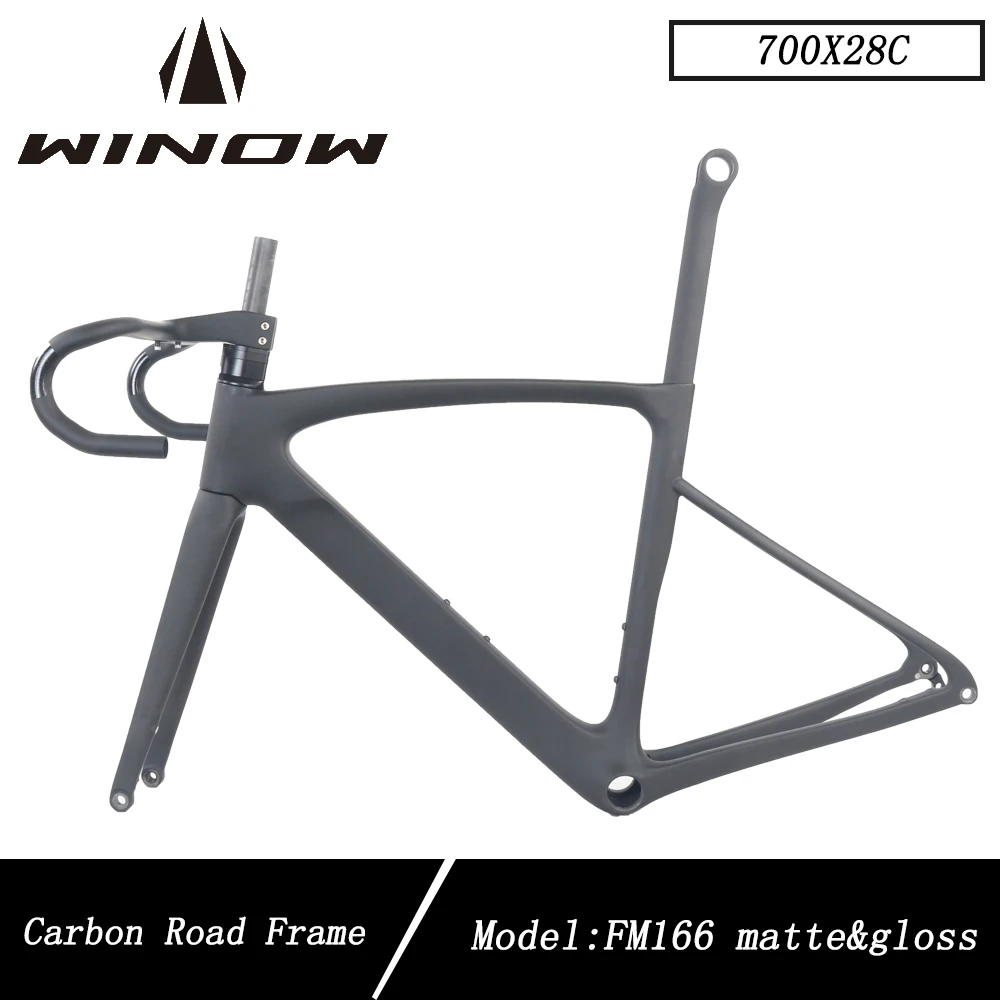 

Winow Di2 Road Carbon Frameset 700*28C BB86 Disc Brake 140MM Bicycle Frames Black Matte Gloss Full Hidden Cable Road Frames