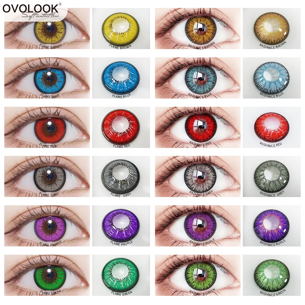 OVOLOOK-2pcs/pair Anime Contact Lenses for Eyes Cosplay Eye Color Lens Beauty Pupil Colored Eye Contacts Lenses Yearly 14.5mm