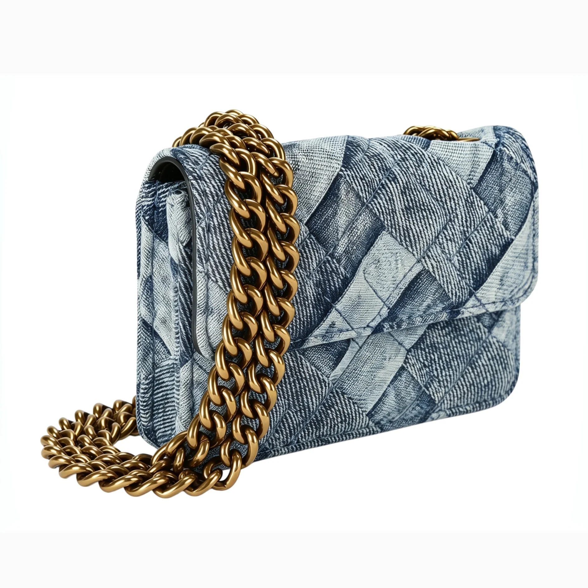 Quilted Mini Flap Crossbody Bag For Women Thick Metal Chain Shoulder Bag Fashion PU Leather Small Handbag For Daily Party