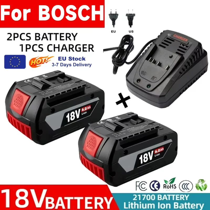 GBA 18V 100% Original pour Bosch 18V 6Ah batterie Rechargeable adaptée à l'outil BAT622 BAT618G batterie d'alimentation haute puissance 10C