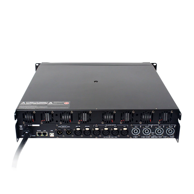 DSP20000Q 2200W Amplificador de subwoofer comercial de 4 canais AES FIR 2U Amplificador de caixa em rack