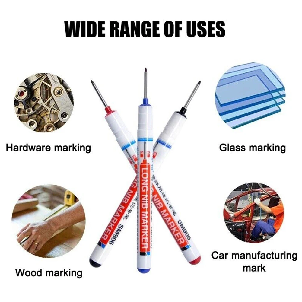 Multi-purpose Long Head Markers 20mm Deep Hole Long Nib Head Marker Metal Perforating Pen Woodworking Hand Tools