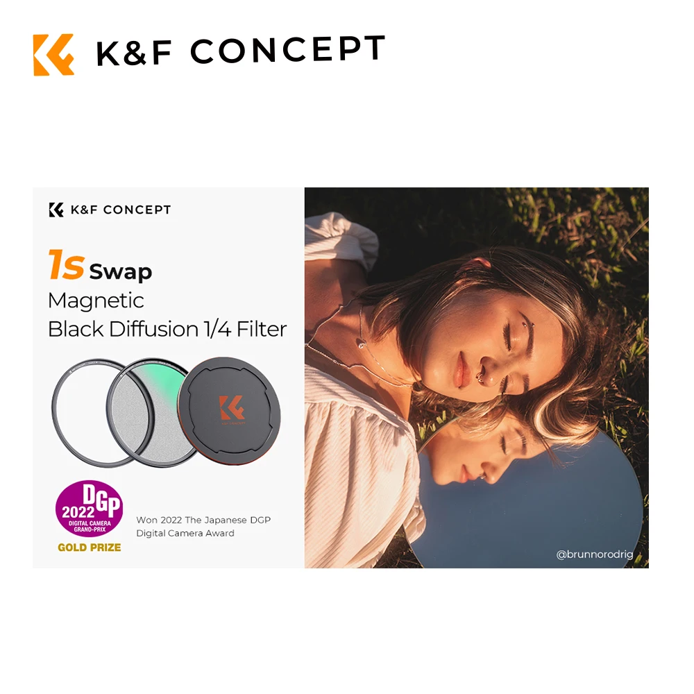 K&F Concept Nano-X رذاذ أسود مغناطيسي 1/4 مرشح 49 مم 52 مم 55 مم 58 مم 67 مم 72 مم 77 مم 82 مم مع غطاء عدسة مغناطيسي لعدسة الكاميرا