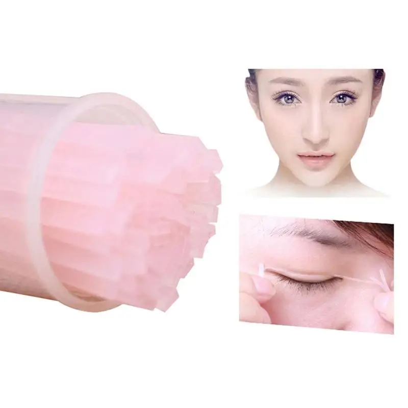 Ruban adhésif pour paupière rose, invisible, autocollant, dentelle naturelle, auto-adhésif, maquillage naturel pour les yeux, outil de maquillage, bandes de fibres