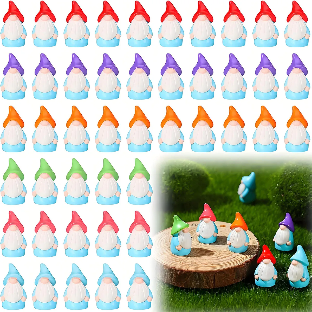 Mini estatuas de gnomos de resina, adornos de Color aleatorio, figuritas de gnomo en miniatura de hadas para jardín en miniatura, 10 Uds.