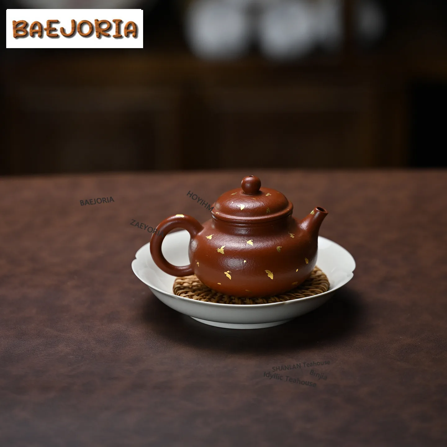 BAEJORIA 150ml Yixing Purple Clay Teapots Handmade Sprinkle Gold Rong Tian Pot Raw Ore Dahongpao Mud Kettle Zisha Tea Set
