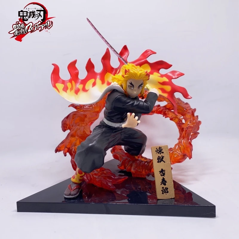 Demon Slayer Action Figure Gk Purgatory Apricot Shulang Triangle Base Flame Scene Animation Hand Decoration Collection Toy Gift