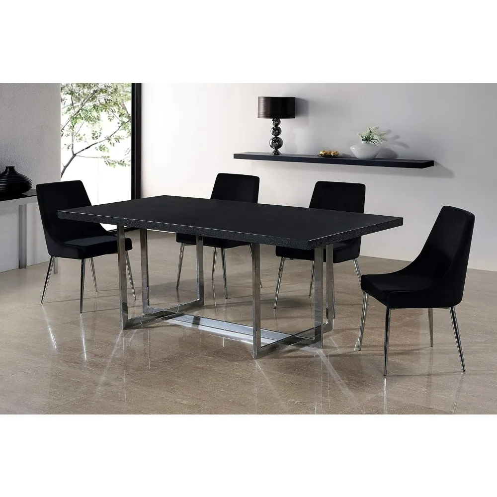 Moderne fluwelen gestoffeerde eetkamerstoelen met metalen poten - Karina-collectie van Meridian-meubels, set van 2