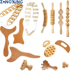 ZONGKUNG 1PCS Wooden Therapy Massage Sets Pain Relief Anti Cellulite Body Slimmling Gua Sha Back Massager Maderoterapia Corporal
