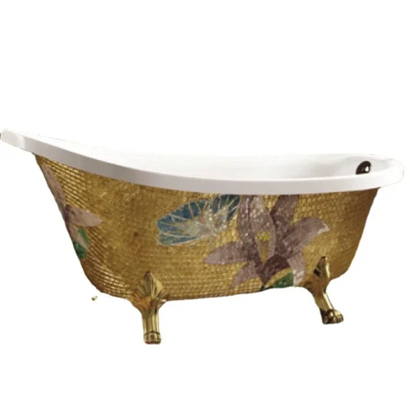 

Wholesale Gold Noble Concubine Bathtub Acrylic European Classical Independent Mosaic Decal Red and White Noble Concubine Bathtub