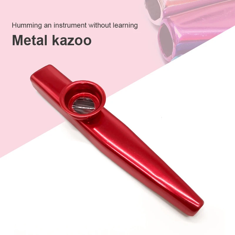 Kazoo-Instrumento de percusión de Metal, instrumento de música Orff, armónica de flauta Kazu de Metal, regalo de fiesta para niños, juguete de juego para bebés, 12 colores