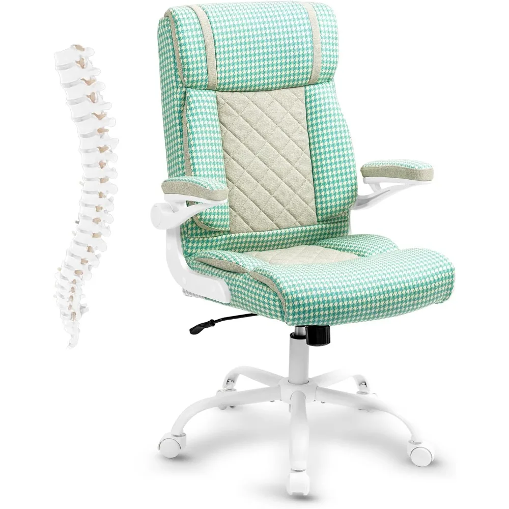 

Office Executive Chair High Back Home Desk Chair with Flip-up Armrest,Fabric Swivel Rolling Computer Chair with Lumbar