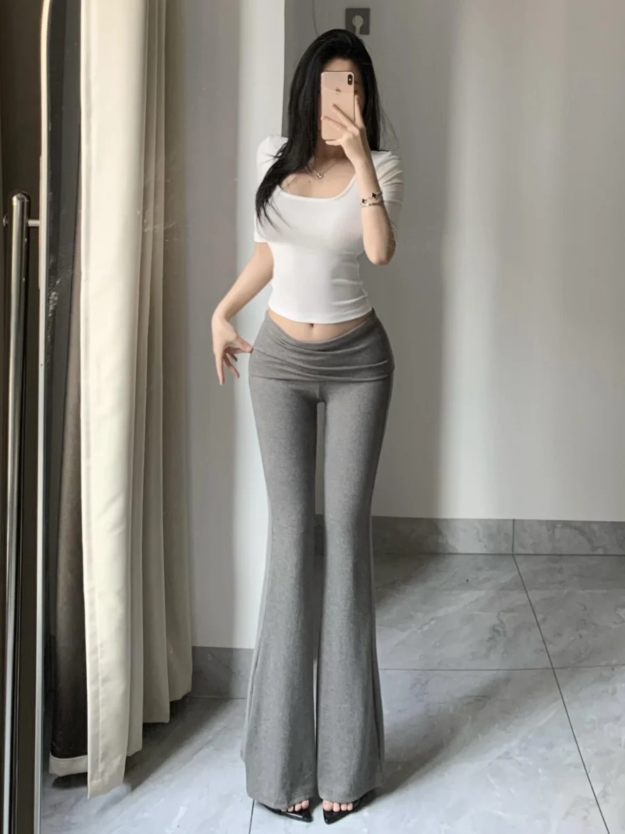 伸縮性のある80cm丈のレディースヨガパンツ、軽量ニット素材、フレア、夏用、ゆったりフィット、カジュアル、スポーツ、スウェットパンツ、ハイウエスト、ロング丈...