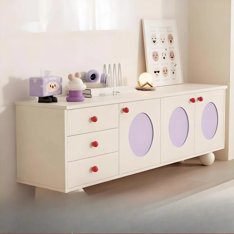 

Solid wood TV cabinet living room, household floor-to-ceiling integrated TV cabinet, cream wind wall floor cabinet