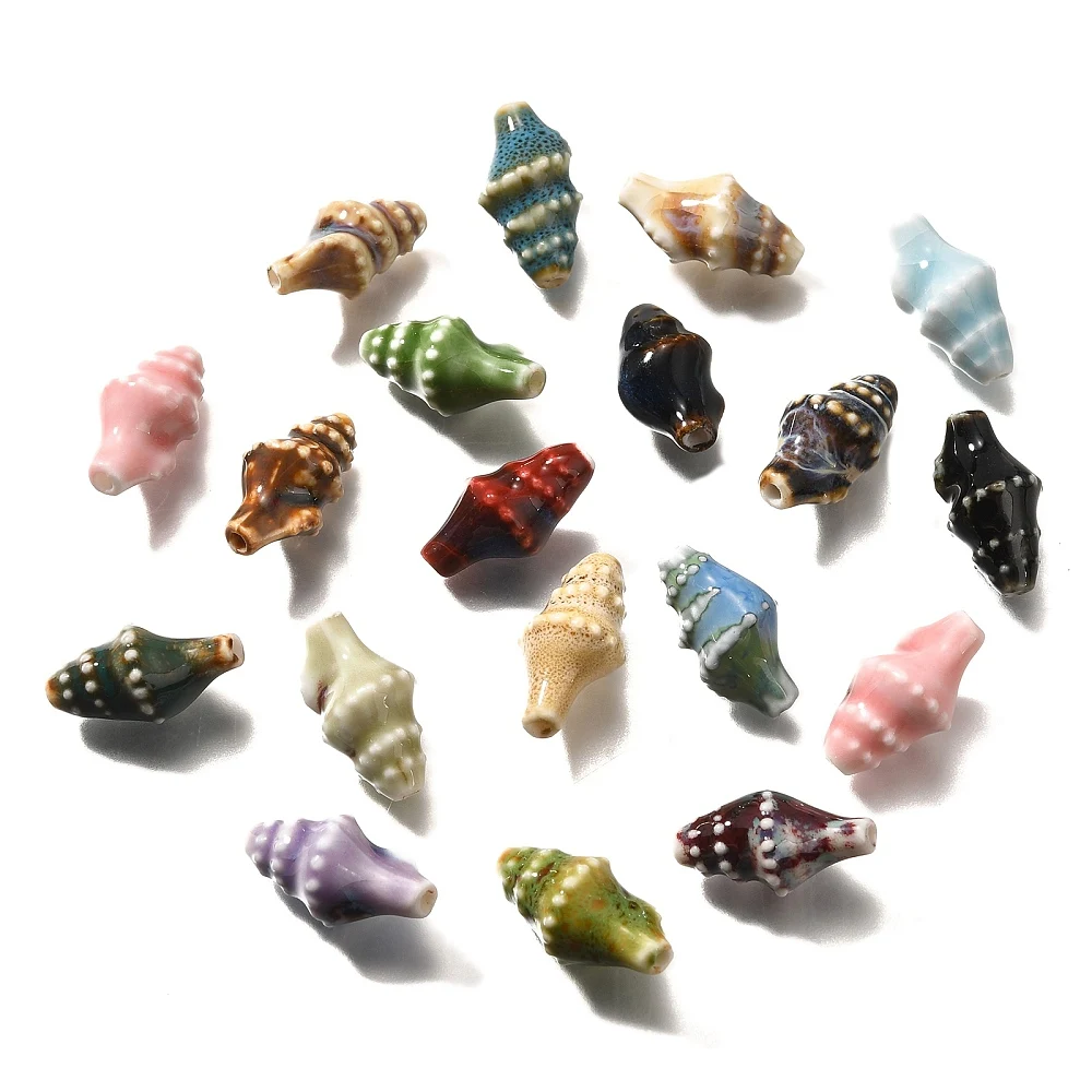 KitBeads 50pcs Ceramic Conch Beads Handmade Porcelain Seashell Spacer Loose Beads for Jewelry Making Bracelet Necklace Crafts