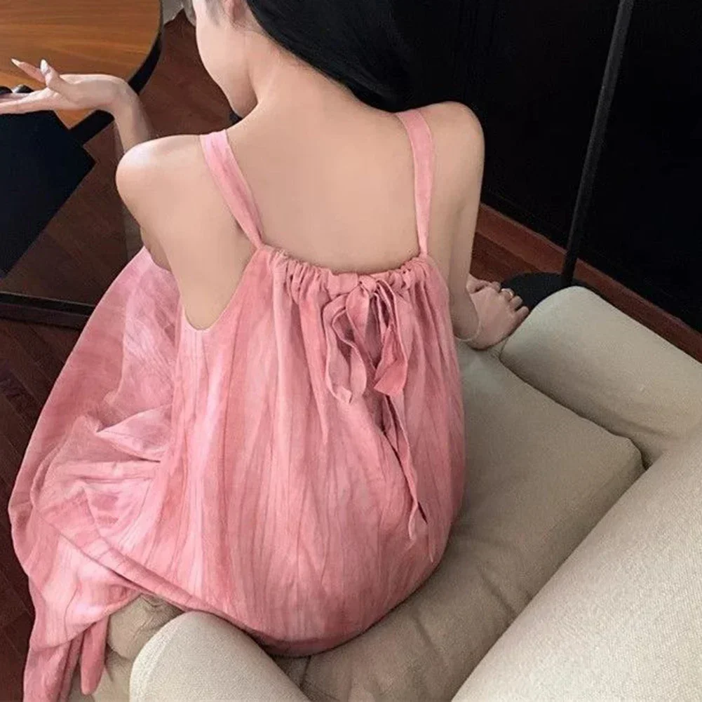 

Платье в стиле банта L M Летнее платье с открытой спиной Стиль для отдыха Полиэфирная ткань Обычная длина Сезонное платье Пляжный отдых