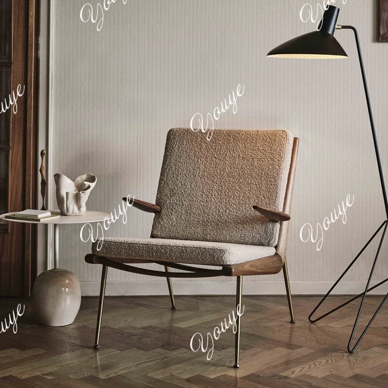 

XX Nordic Simple Living Room Single Sofa Chair Designer Modern Light Luxury Leisure Chair Black Walnut Solid Wood Bedroom Study