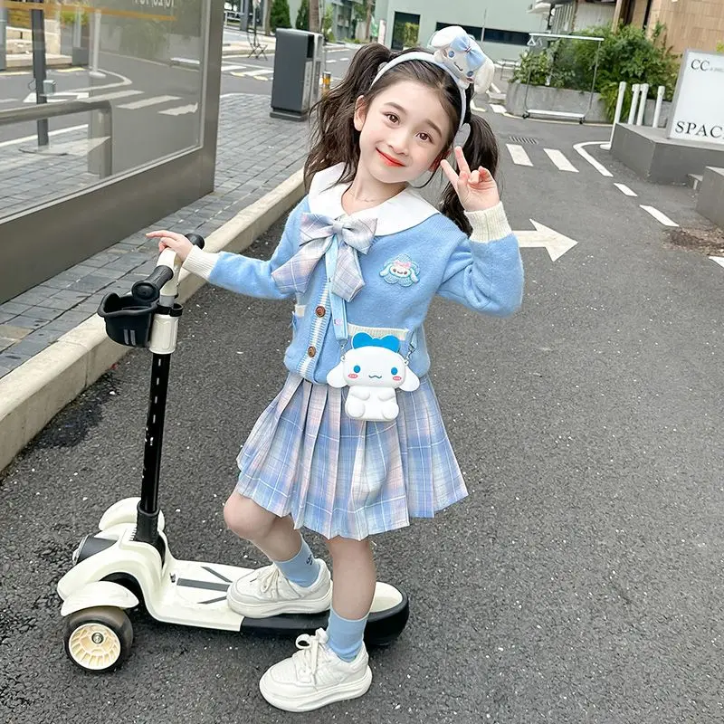 3Pcs Anime Sanrios Kuromi Cinnamoroll Girl Sportswear Suit Autumn Winter My Melody Fashion Casual Suit Kids Clothes High Quality